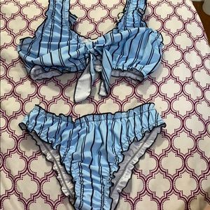 Blue striped bikini